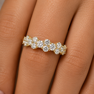 Anillos de Boda Eternos con Diamantes Cultivados en Laboratorio, Corte Redondo, Oro Amarillo de 18k y 14k, VVS2, 0.90 Quilates, Diseño Floral, para Mujer, Joyería Elegante - Product Image 2