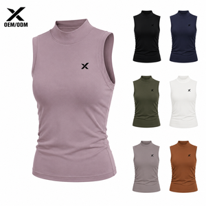 X Women's Customized Color <b>Mock</b>-<b>Neck</b> Collar Tank <b>Tops</b> Knitted Breathable Eco-Friendly Quick Dry Front Minimalist Style Regular - Product Image 2