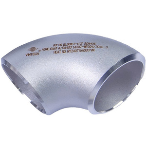 Raccord de tuyauterie en acier inoxydable sans soudure, coudé à 90 degrés à rayon court, tête ronde, conforme aux normes ASME B169 ASA403 - Product Image 2