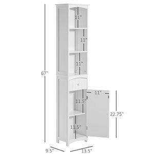 Mobiletto da Bagno Autoportante da 67 Pollici, Armadio Alto con 3 Ripiani e Cassetto, Bianco - Product Image 3