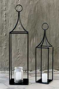 <b>Red</b> Metal Lantern with Star Cutouts and Glass Panel Door Decorative <b>Candle</b> Holder for Table Centerpiece - Product Image 3