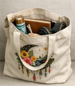 กระเป๋าผ้าแคนวาสพิมพ์ลายโลโก้ส่วนตัว COTTON FIELD กระเป๋าผ้าฝ้ายรีไซเคิลสำหรับผู้หญิงพร้อมลายปัก - Product Image 2