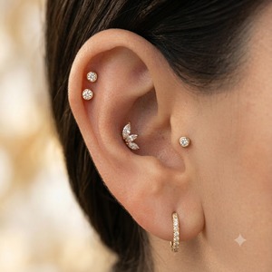 Women <b>Fine</b> Jewelry with 18K Rose Gold Lab Diamond <b>Earrings</b> Three Stone Marquise Diamond Studs Women's Classic Everyday Jewelry - Product Image 4