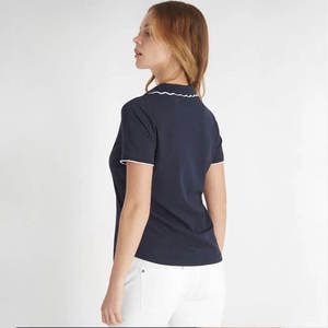 Camisetas Polo de Algodón a Rayas de Manga Larga con Logotipo Bordado Personalizado al por Mayor para Mujer - Product Image 4