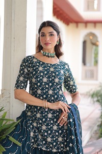 Indian Traditional Ethnic Salwar Kameez in <b>Sequins</b> Embroidery Work in Faux Georgette for Wedding Occasion for Women Fancy Wear - Product Image 3