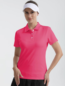 Women's Pink for Shirt Short Sleeve Solid Color Breathable Knitted 100% Polyester Heat-Transfer Printed 160g Custom Logo Print - Product Image 5