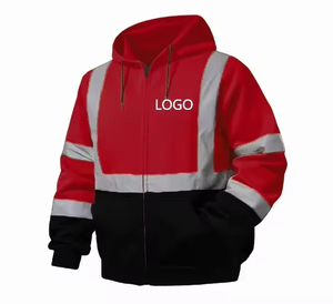 เสื้อฮู้ดนิรภัยแบบสะท้อนแสง ระดับ 3 พร้อมกระเป๋า กันน้ำ มีไฟ LED สำหรับงานก่อสร้าง อุตสาหกรรม  รับสกรีนโลโก้ - Product Image 4