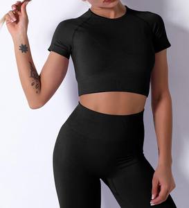 women yoga set Polyester Spandex Women Yoga Set Stretch <b>Tank</b> <b>Top</b> Compression Leggings Elastic Waist High-Waisted Custom - Product Image 4