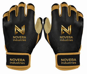 NOVERA INDUSTRIES Factory Price High Quality Customized Colors Leather Baseball Batting <b>Gloves</b> Anti-Slip Hook Loop Closure - Product Image 3