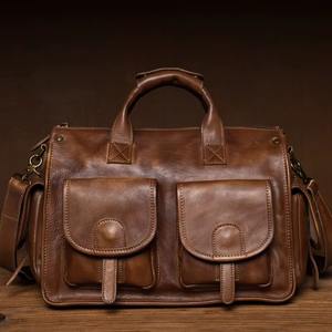 Maletín Bandolera de Cuero Genuino, Duradero y Ligero, de Alta Calidad, Estilo Vintage, para Portátil, Viajes de Negocios - Product Image 1