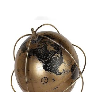 Globo terráqueo premium de escritorio con anillo dorado y base cilíndrica, globo geográfico educativo para oficina y estudio. - Product Image 5