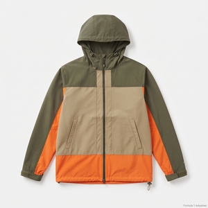 Men's Hooded Color Blocking <b>Jacket</b> Waterproof PU Coated Polyester Casual Winter Outdoor Wear Windbreaker Unisex - Product Image 4