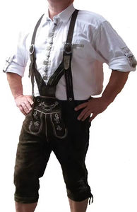 Lederhosen Bavaroises ZASSON SPORTS OEM d'usine, unisexe, traditionnelles, pour l'Oktoberfest, en cuir véritable, motif uni - Product Image 4