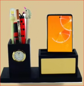 Modern Desk Organizer with Clock <b>Phone</b> Holder Pen Stand Memo Slot <b>Office</b> Desktop Gift - Product Image 5