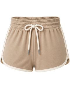 Shorts Deportivos Personalizados para Mujer en Beige y Blanco, de Secado Rápido, Transpirables, con Cintura Elástica, para Gimnasio, Fitness, Ropa Deportiva Informal - Product Image 1