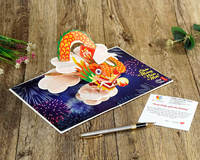 Tarjeta de Felicitación 3D con Arte en Papel y Símbolo del Dragón del Zodiaco, Modelo Pop-up Hecho en Vietnam, Venta al por Mayor HMG