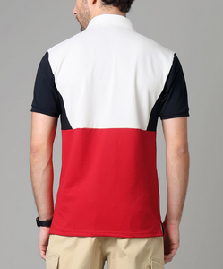 เสื้อโปโลผู้ชายผ้าฝ้าย 100% แบบถัก สั่งทำโลโก้ OEM ขายส่ง คุณภาพสูง ระบายอากาศได้ดี เสื้อกอล์ฟลำลอง ตัดต่อสี - Product Image 4