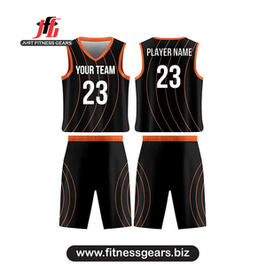 Conjunto de Uniforme de Baloncesto Personalizado Naranja Sublimado, Transpirable, Unisex para Adultos, Cuello en V, Sin Mangas - Product Image 1