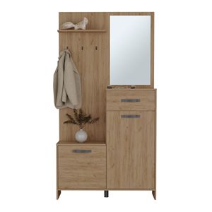 Gancho de pared de 2 puertas Olpe y perchero con 1 cajón, 1 estante, 1 Espejo, árbol de pasillo duradero - Product Image 6