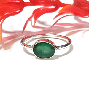 Natural Emerald Gemstone <b>Ring</b>, 925 Sterling Silver <b>Ring</b> for Women, Handmade Emerald Jewelry, <b>Adjustable</b> Statement <b>Ring</b> - Product Image 3