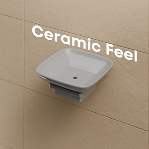 Petite savonnière carrée décorative avec insert à fentes amovible et porte-bijoux latéral, plateau de vanité en céramique pour lavabo et douche - Product Image 3