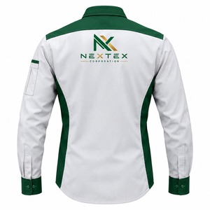 Chemise de travail pour homme Nextex, manches longues, boutonnée, gris-vert patchwork, respirante, en coton, uniforme - Product Image 4