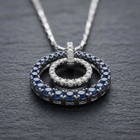 Pendentif en or blanc massif 18 carats avec diamant de laboratoire taille brillant rond, double cercle concentrique, minimaliste pour femme