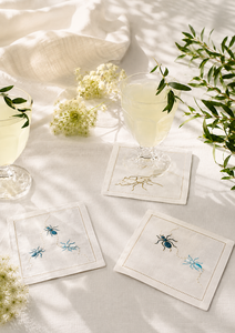 Serviette de cocktail carrée en lin naturel, faite à la main, durable, design minimaliste, animaux de la forêt, design moderne et luxueux pour les mariages et les fêtes - Product Image 2