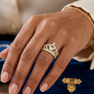 <b>Crown</b> Shape Silver <b>Crown</b>-Style Prong-Set Zircon <b>Ring</b> for Women - Product Image 3