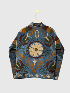 Chaqueta de Terciopelo Bordada Estilo Bohemio, Manga Larga, Cuello Mandarín, Estampado Floral, Talla Grande, Ropa de Otoño para Mujer - Product Image 2