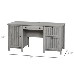 Scrivania Direzionale Vintage Grigia con 3 Cassetti, Arredo Pieghevole per Ufficio Domestico e Archiviazione Documenti - Product Image 3
