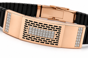 18KT Gold <b>Black</b> Ceramic Diamond Accent Link Bracelet for Men High <b>Polish</b> Modern Luxury Wedding Party Daily Wear Gift Jewelry - Product Image 2