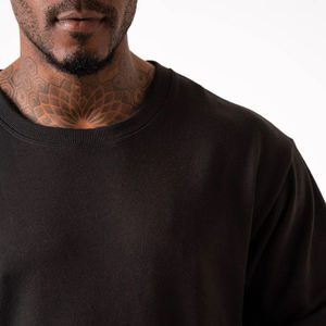 T-shirt personnalisé pour homme en coton noir 100% coton, col rond, manches courtes, coupe classique, couleur unie, design uni, jersey tricoté - Product Image 4