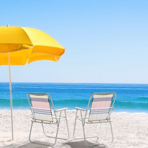 Chaise de plage pliante légère avec dossier haut, chaise de jardin pliable portable avec accoudoirs rigides, chaise de plage colorée - Product Image 6