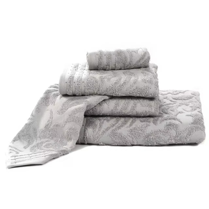 Grey Terry Cloth <b>Bath</b> <b>Towel</b> <b>Set</b> With Embossed Pattern Design - Product Image 1
