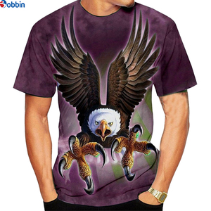 T-shirt de sublimation pour homme, motif aigle violet, manches courtes, col rond, décontracté, respirant, tricoté, coupe régulière, impression photo - Product Image 1