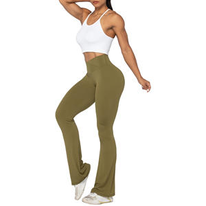 Mid Waist Flared Leggings Women Bootcut Pants Workout Loose Wide Led <b>Tummy</b> <b>Control</b> Flare Trousers Stretchy Fitness Wear - Product Image 5