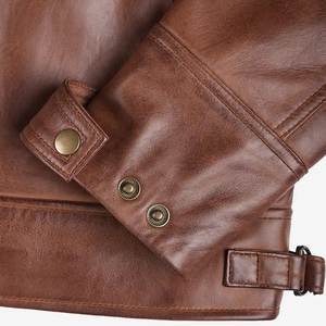 Nouvelle veste marron personnalisée avec logo pour hommes, vestes en cuir vintage, vestes pour hommes, vêtements d'extérieur, veste d'hiver de haute qualité, streetwear - Product Image 6