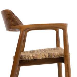 Silla de Comedor Moderna de Madera de Teca Sólida con Asiento Tejido, Sillón de Lujo para Cafetería, Restaurante, Hotel, Villa - Product Image 5