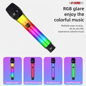 ไมโครโฟนไร้สาย 5 หัว สำหรับคาราโอเกะ พร้อมไฟ RGB แบบชาร์จได้ - Product Image 2