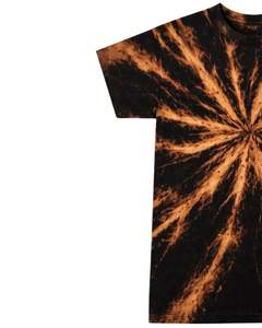 Camiseta Negra con Estampado Tie Dye Naranja para Hombre, Cuello Redondo, Manga Corta, Algodón, Estilo Casual Urbano, Lavado Vintage, Personalizada, OEM, Proveedor de Camisetas al por Mayor - Product Image 3