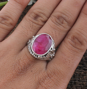 Wholesale 925 Sterling <b>Silver</b> Ruby <b>Ring</b> Minimalist Handcrafted Stamped Jewelry Women <b>Men</b> Classic Party Wedding Anniversary Gift - Product Image 4