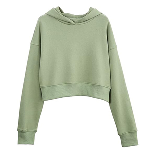 Custom Womens Crop <b>Hoodie</b> Sweatshirt Blank Hooded Top Private Label OEM ODM Manufacturer - Product Image 2