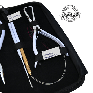 Kit de herramientas para extensiones de cabello con alambre de extensión, gancho, crimpadora de microperlas, alicates para quitar perlas, herramientas de belleza blancas y limpias - Product Image 3