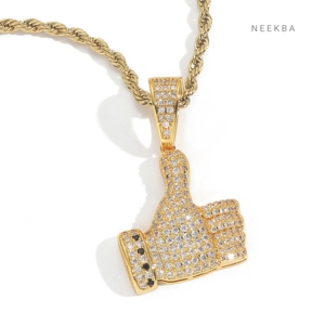 Pendentif main en moissanite exquise en argent sterling 925 – Bijou statement hip-hop haut de gamme, pendentif main en moissanite éclatante - Product Image 2