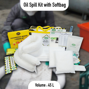 Kit de Réponse aux Déversements d'Huile 45L avec Sac Souple, Tampons Absorbants d'Huile, Chaussettes de Containment, Nettoyage Rapide des Déversements d'Huile, Usage Marin et Pétrolier (ID) - Product Image 2
