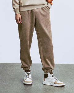 2026 Premium Men Corduroy Sweatpants Elastic Waist Pockets Casual Autumn Joggers Midweight Breathable Knitted Style - Product Image 5