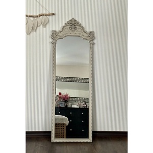 Vintage Farmhouse <b>White</b> Carved Wooden Full Length Decorative Wall <b>Mirror</b> Antique Ornate Framed At Wholesale Price - Product Image 5