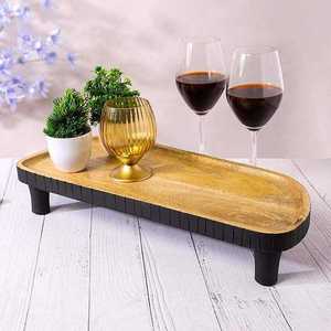 Plateau de service en bois écologique, plateau en bois massif naturel pour la décoration de la maison et les cadeaux à prix abordable - Product Image 1