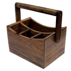 Porte-bouteilles en bois durable pour 6 bières, fabriqué à la main, style rustique, pour les fêtes, les cadeaux, le bar à domicile, caddie en bois - Product Image 4